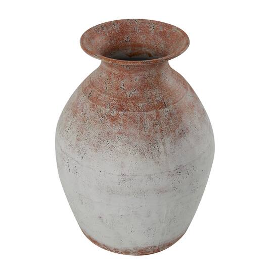 14" White & Rust Distressed Vase